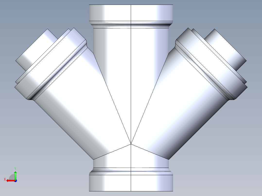 船舶管路系统S8_SeaDrainPLUS_DoubleReducingWye-SxSxSxS_37E263534_4x4x2x2in Sea Drain Plus - Double ReducingWye - SxSxSxS后视图