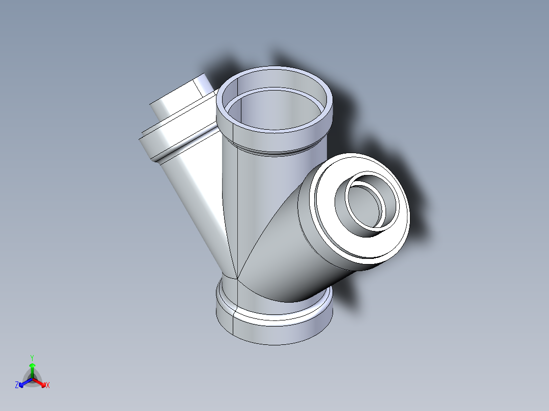 船舶管路系统S8_SeaDrainPLUS_DoubleReducingWye-SxSxSxS_37E263534_4x4x2x2in Sea Drain Plus - Double ReducingWye - SxSxSxS正等轴测图