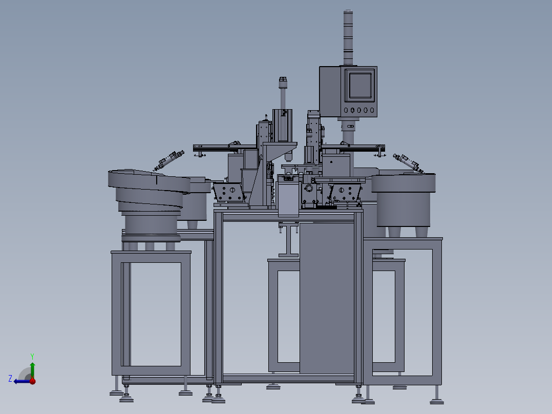 前支架板上垫片、轴承、压片一体组装机右视图