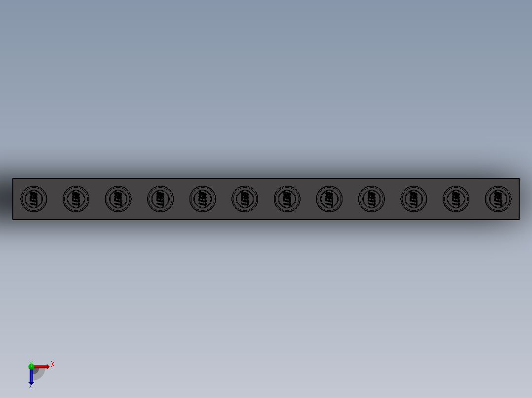 乐高机械组积木（横梁）-4210963 - 3895 Dark Stone Grey Technic Brick 1 x 12 with Holes俯视图