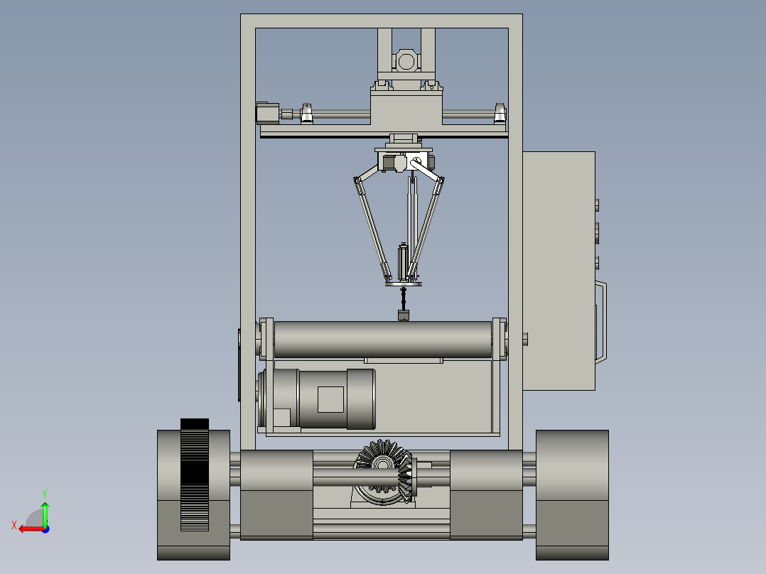 抓取皮带线机器人小车后视图