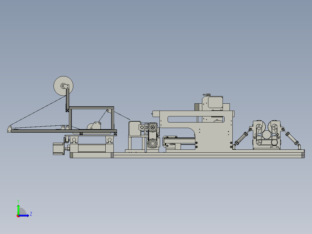 电线生产用铠带缠绕装置左视图