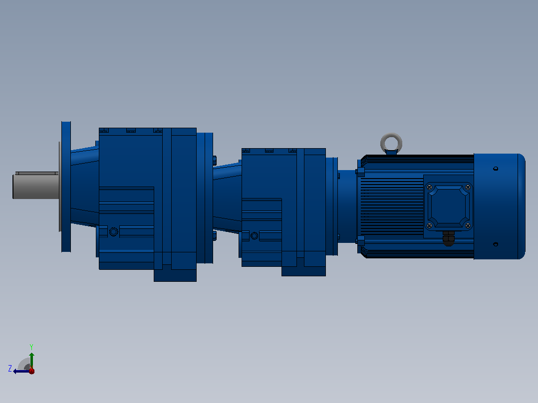 RF47R37法兰轴伸式组合型斜齿轮减速机RF47R37-Y0.18-4P-63-M1-0°-Φ200右视图