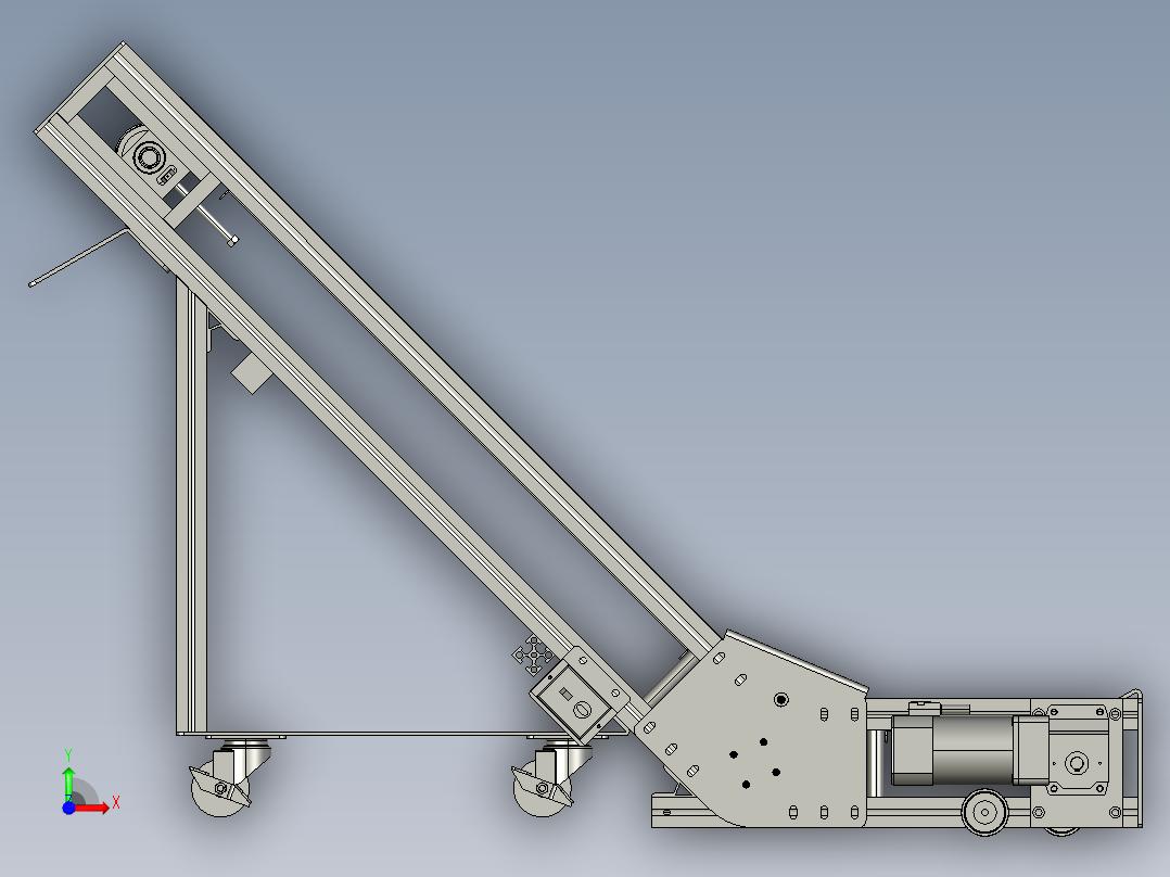 爬坡型皮带输送机3D图纸 K361 非标自动化设备3D图纸3D模型前视图