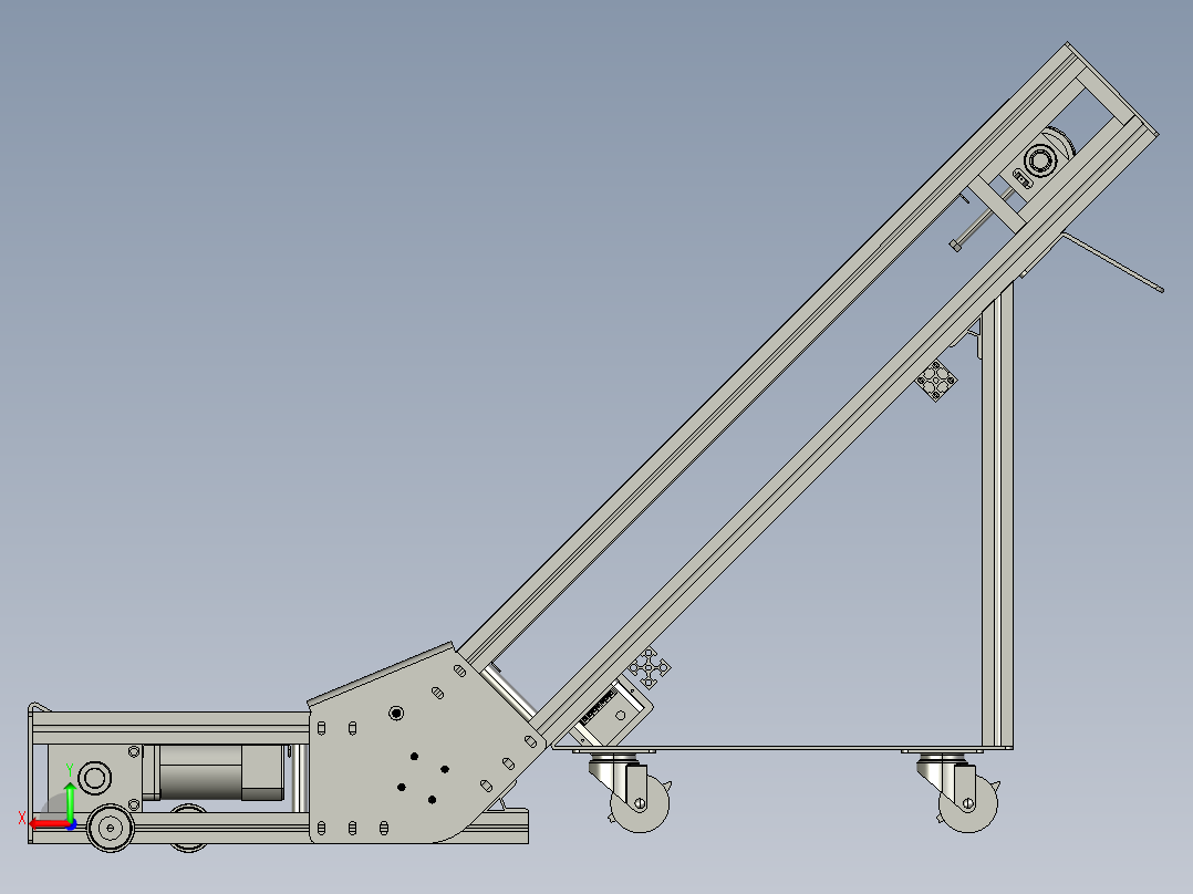爬坡型皮带输送机3D图纸 K361 非标自动化设备3D图纸3D模型后视图