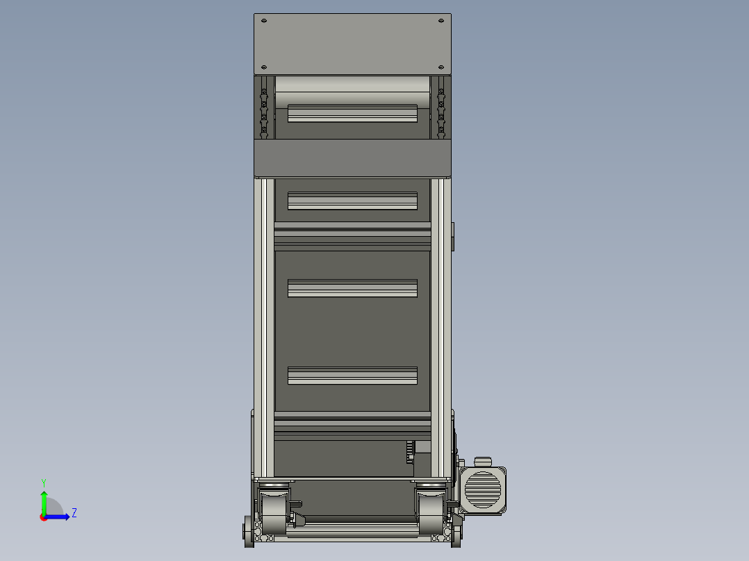 爬坡型皮带输送机3D图纸 K361 非标自动化设备3D图纸3D模型左视图