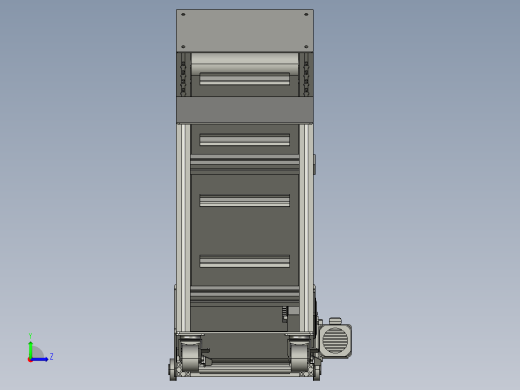 爬坡型皮带输送机3D图纸 K361 非标自动化设备3D图纸3D模型左视缩略图