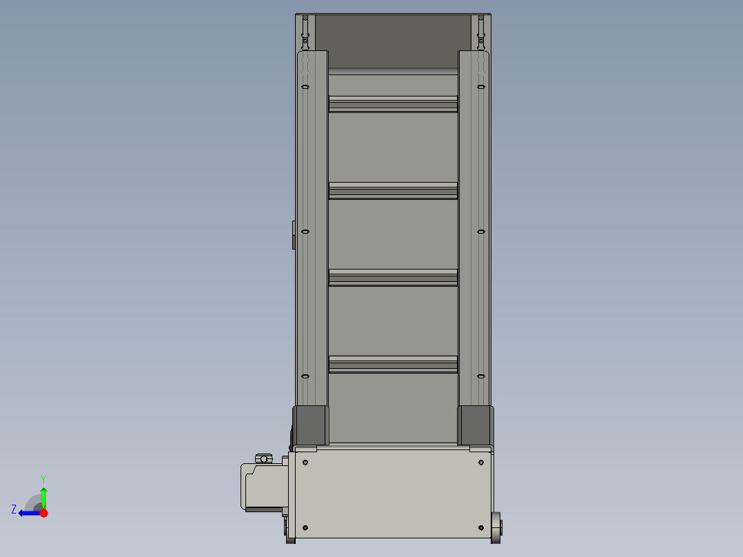 爬坡型皮带输送机3D图纸 K361 非标自动化设备3D图纸3D模型右视图