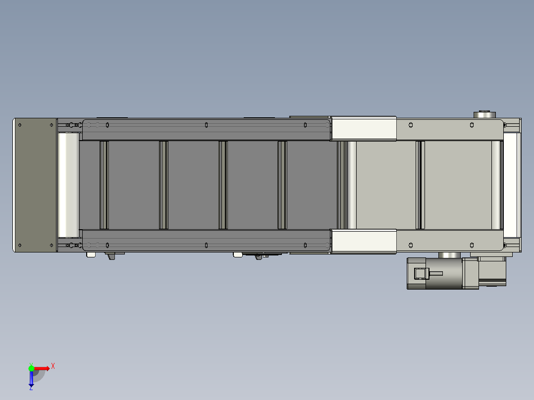 爬坡型皮带输送机3D图纸 K361 非标自动化设备3D图纸3D模型俯视图