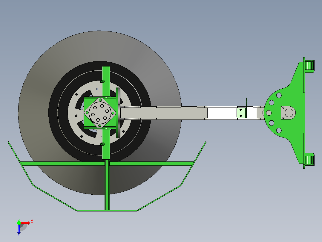 叉车小型装载机除草刷俯视图