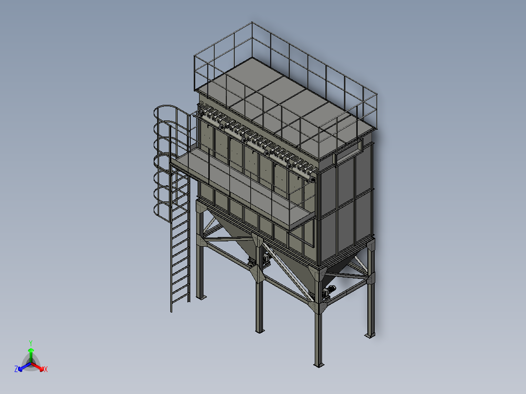 B02-布袋除尘器模型3D模型-1主视图