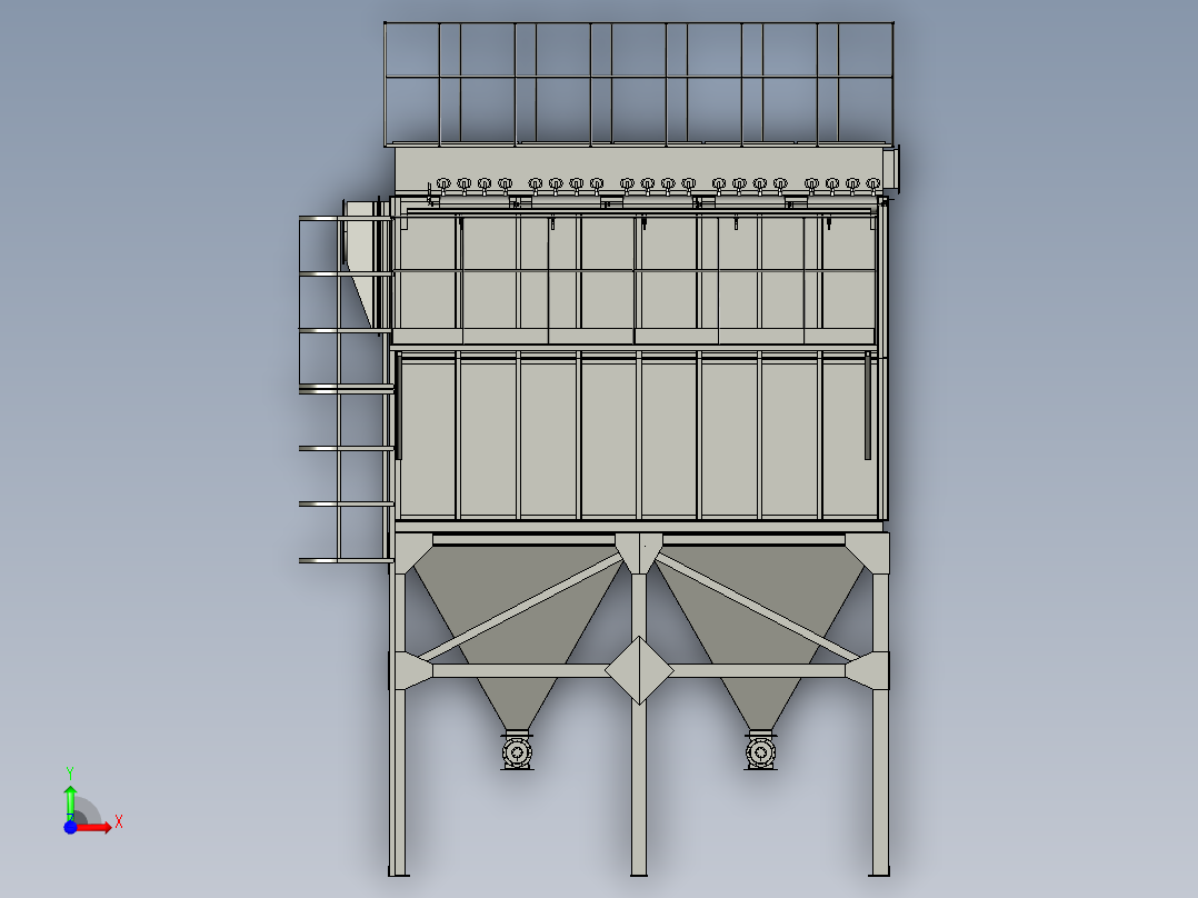 B02-布袋除尘器模型3D模型-1前视图