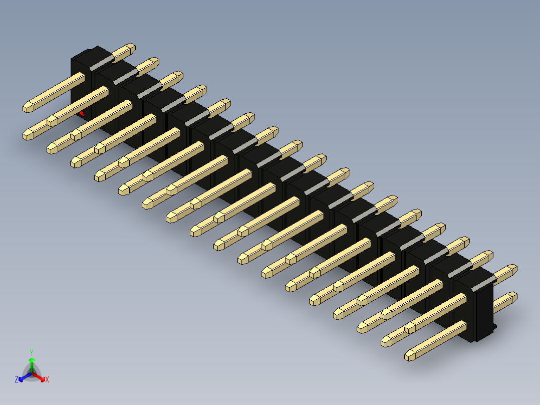 彩色公头100mil（2.54mm）系列-DS1021_black_2x17p_100mil_Type1_rev1.0正等轴测图