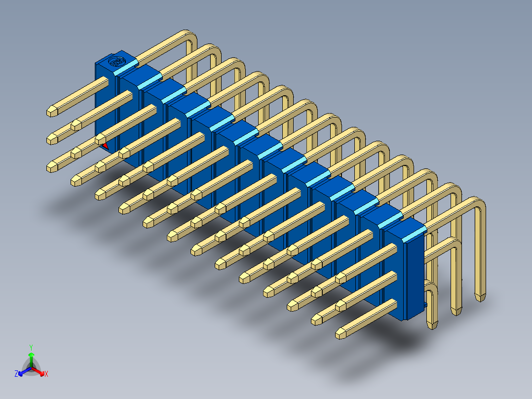 彩色公排针 100mil 2.54mm 系列-DS1022_blue_3x13p_100mil_TypeD_rev1.0主视图