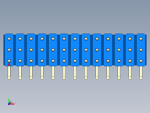 彩色公排针 100mil 2.54mm 系列-DS1022_blue_3x13p_100mil_TypeD_rev1.0前视缩略图