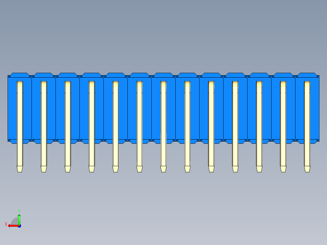 彩色公排针 100mil 2.54mm 系列-DS1022_blue_3x13p_100mil_TypeD_rev1.0后视图
