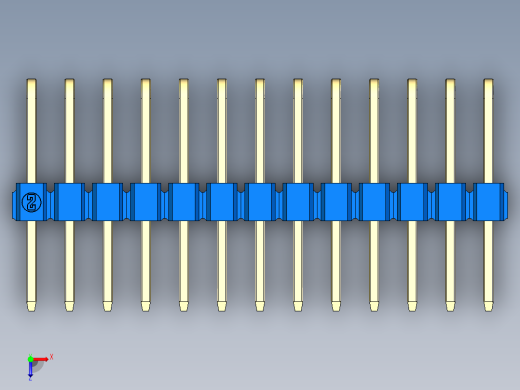 彩色公排针 100mil 2.54mm 系列-DS1022_blue_3x13p_100mil_TypeD_rev1.0俯视缩略图