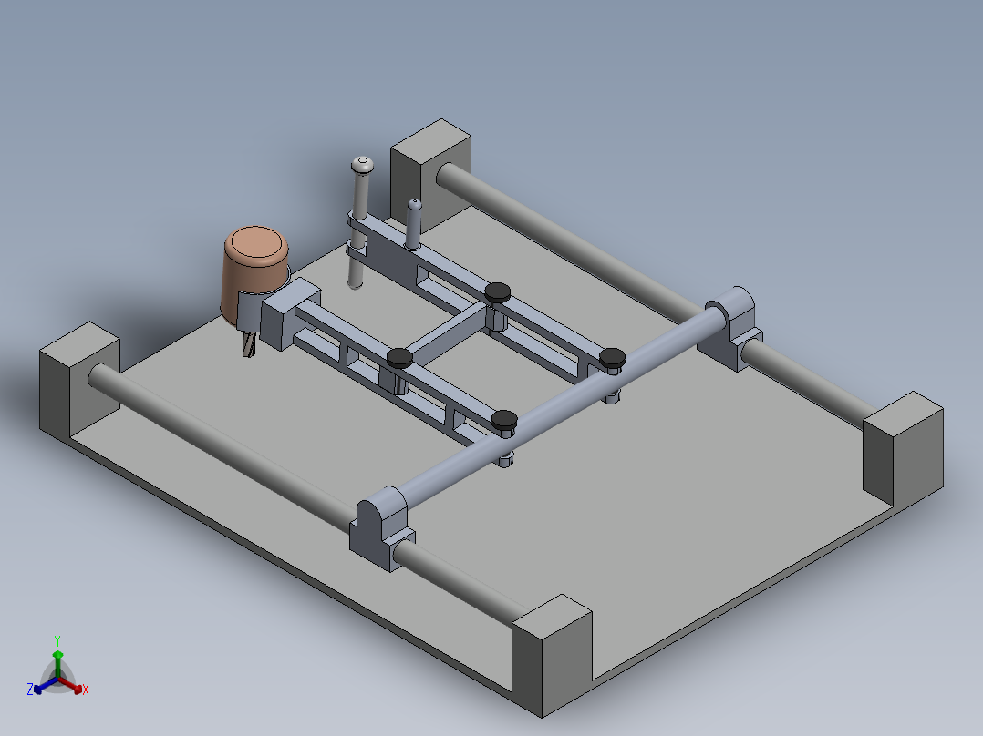 仿形铣床设计模型正等轴测图