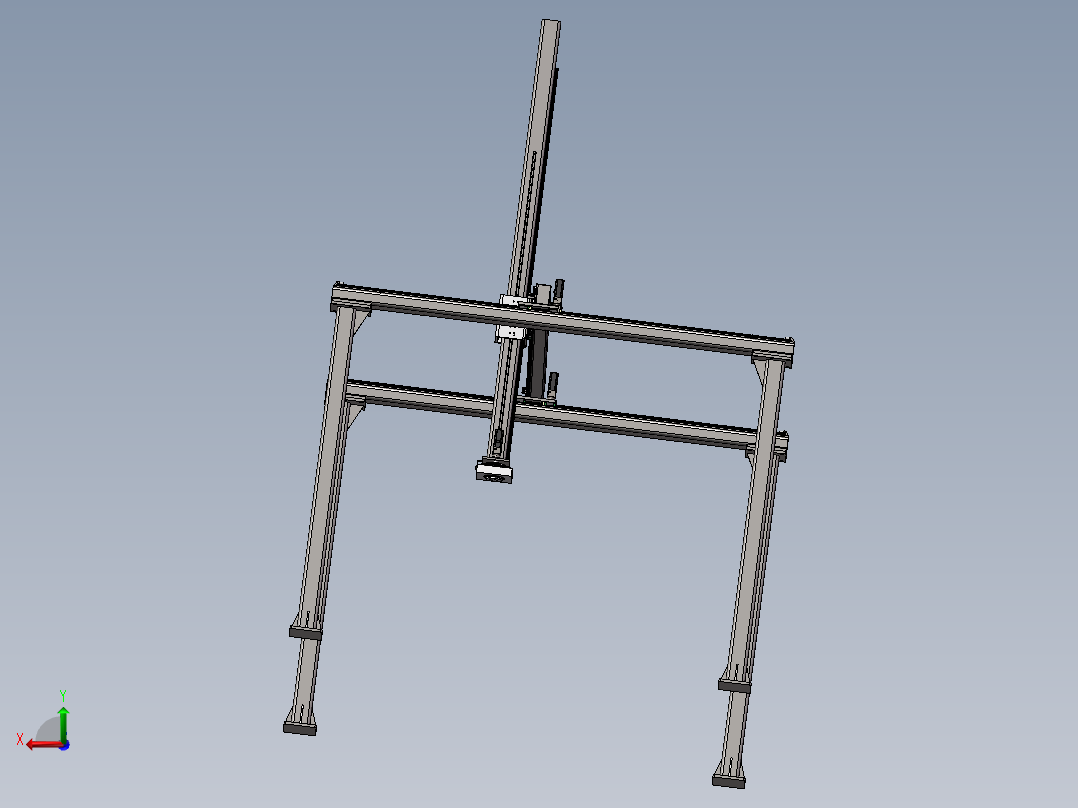 四轴齿轮齿条桁架机械手3d图纸+2d装配图 龙门上下料机械手3d模型后视图