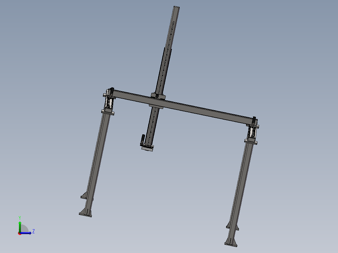 四轴齿轮齿条桁架机械手3d图纸+2d装配图 龙门上下料机械手3d模型左视图