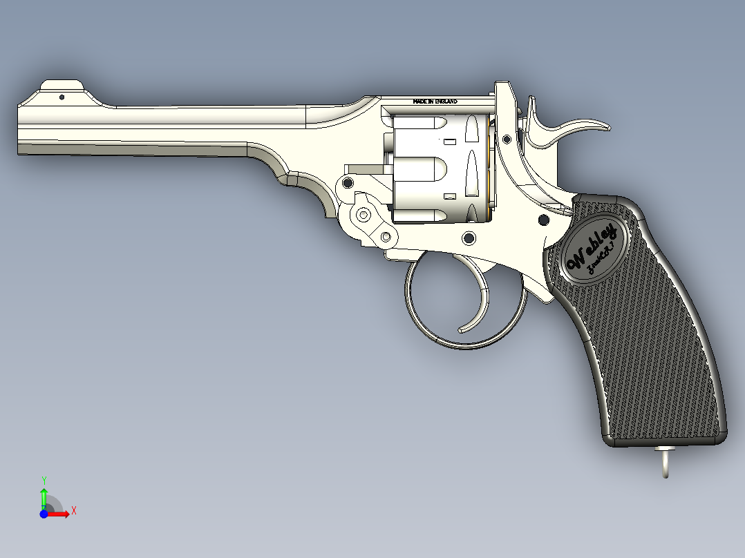手枪左轮冲锋枪老式狙击步枪设计3D图纸webley-revolver-38-mark-4 INV STP IGS前视图