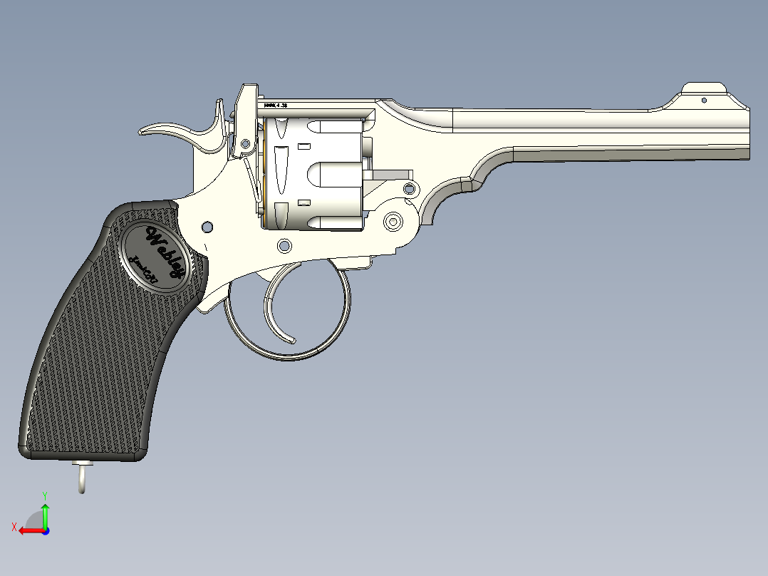 手枪左轮冲锋枪老式狙击步枪设计3D图纸webley-revolver-38-mark-4 INV STP IGS后视图