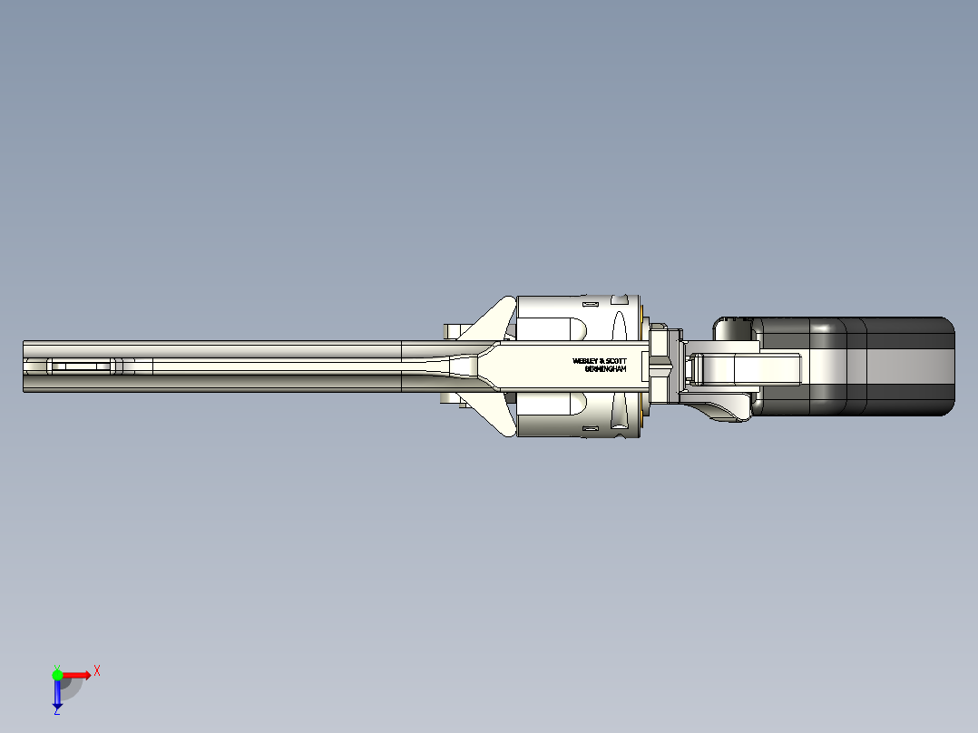 手枪左轮冲锋枪老式狙击步枪设计3D图纸webley-revolver-38-mark-4 INV STP IGS俯视图