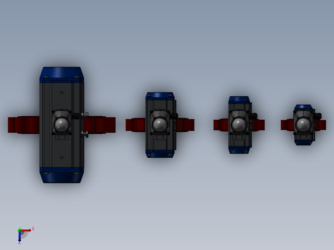 4款PN10凸耳蝶阀模型俯视图