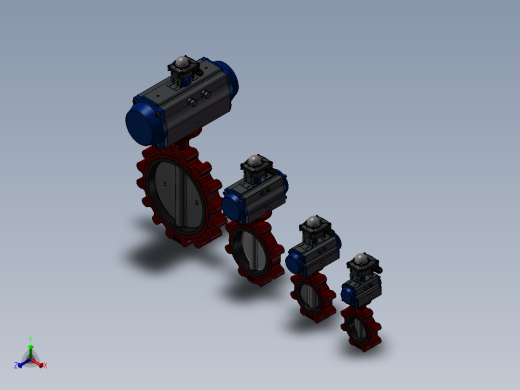 4款PN10凸耳蝶阀模型正等轴测缩略图