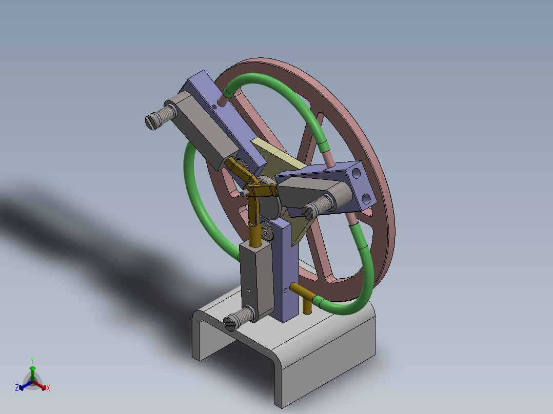 3缸摆动蒸汽机3-cylinder-oscillating-steam-engine-模型格式为 sw stp
