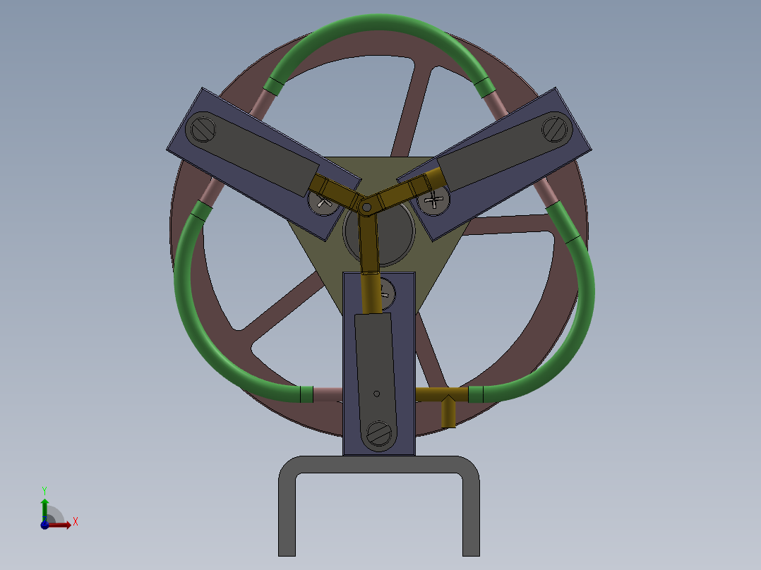 3缸摆动蒸汽机3-cylinder-oscillating-steam-engine-模型格式为 sw stp前视图