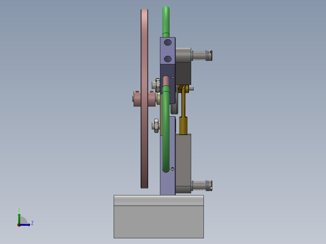 3缸摆动蒸汽机3-cylinder-oscillating-steam-engine-模型格式为 sw stp左视图