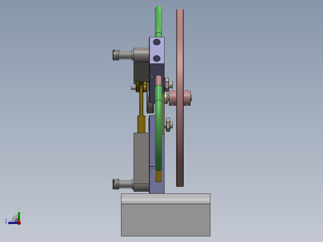 3缸摆动蒸汽机3-cylinder-oscillating-steam-engine-模型格式为 sw stp右视图