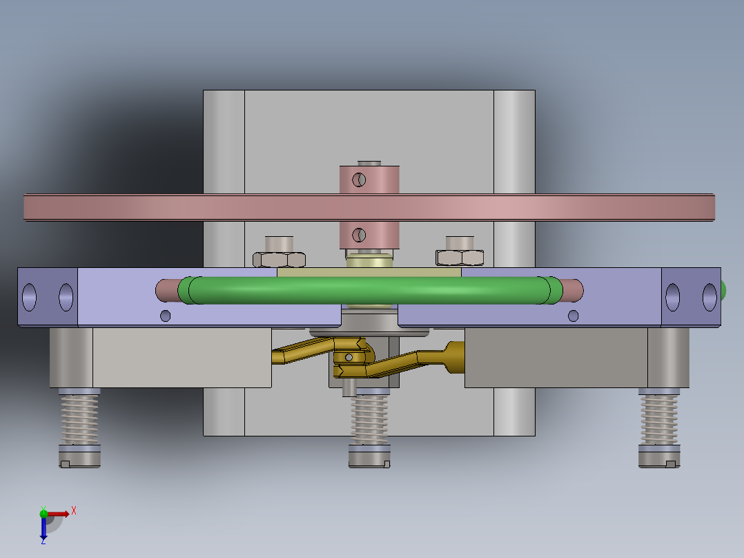 3缸摆动蒸汽机3-cylinder-oscillating-steam-engine-模型格式为 sw stp俯视图