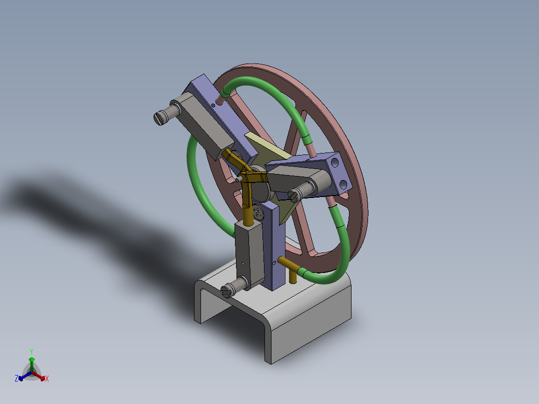 3缸摆动蒸汽机3-cylinder-oscillating-steam-engine-模型格式为 sw stp正等轴测图