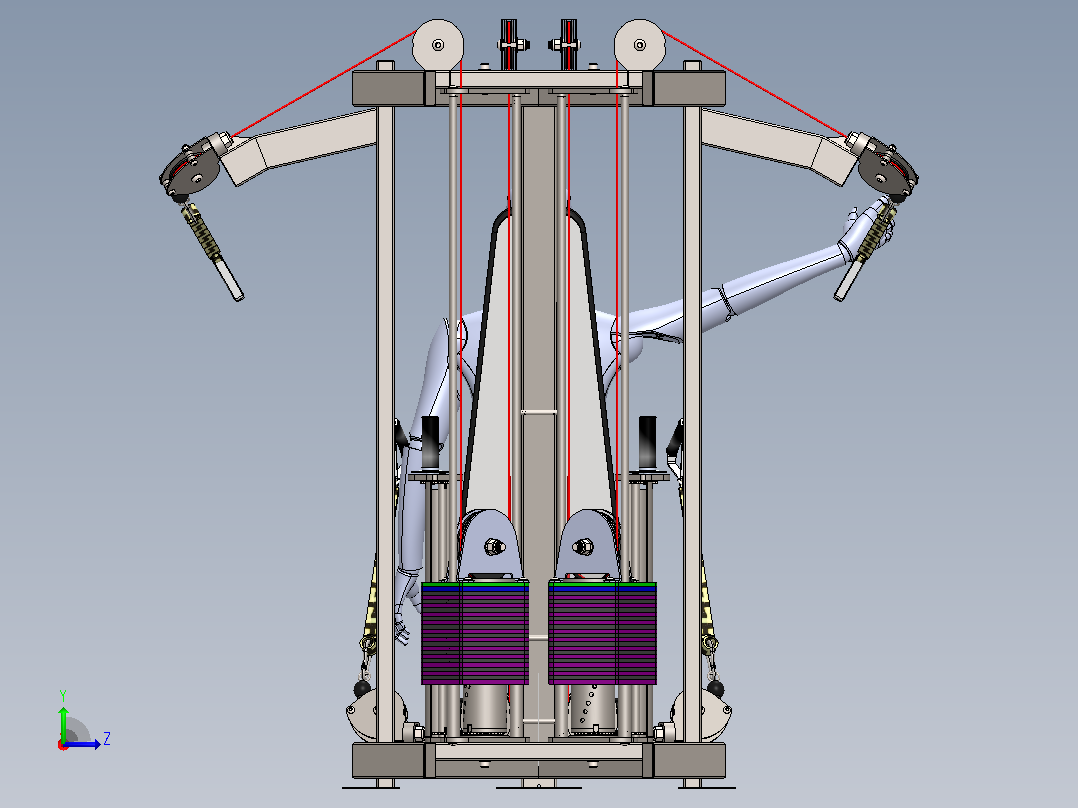 胸部健身器械3D数模图纸 Solidworks设计左视图