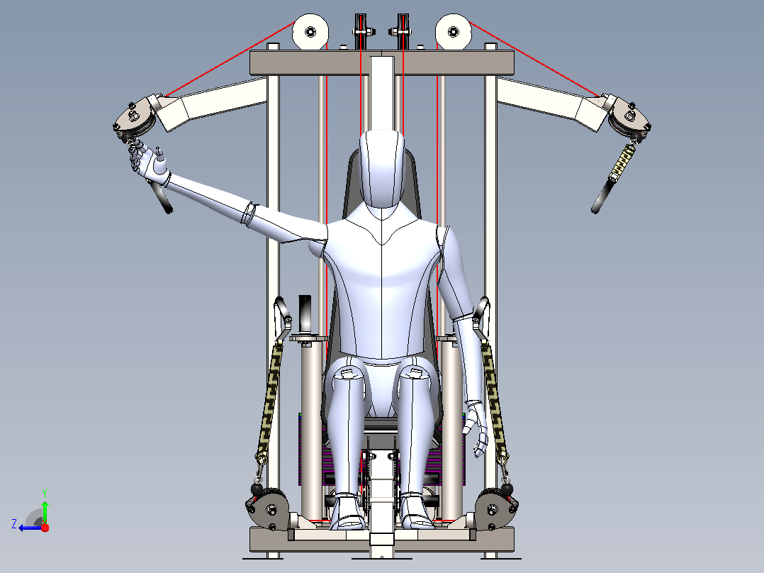 胸部健身器械3D数模图纸 Solidworks设计右视图