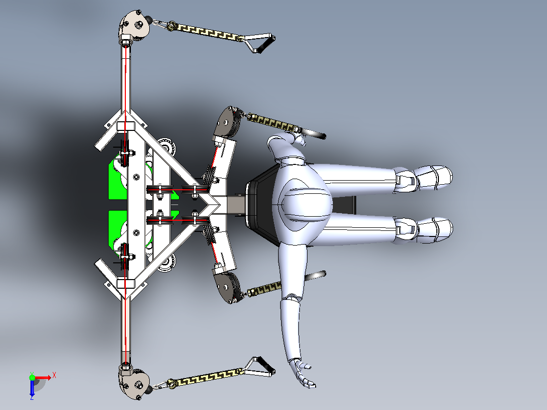 胸部健身器械3D数模图纸 Solidworks设计俯视图