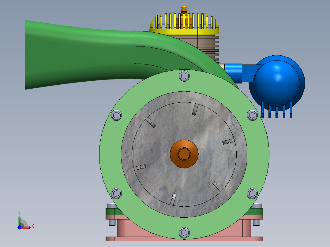 Engine Blower鼓风机3D数模图纸 Solidworks设计前视图