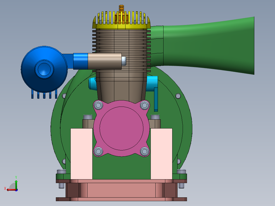 Engine Blower鼓风机3D数模图纸 Solidworks设计后视图