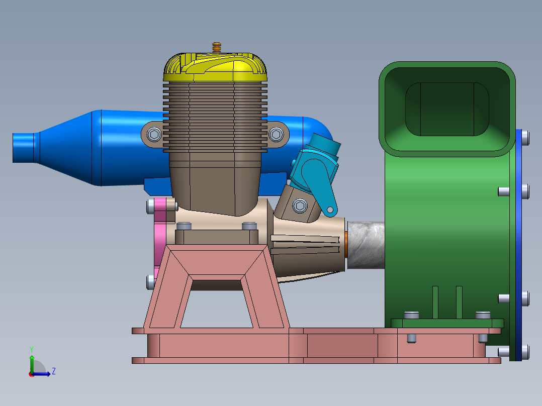 Engine Blower鼓风机3D数模图纸 Solidworks设计左视图