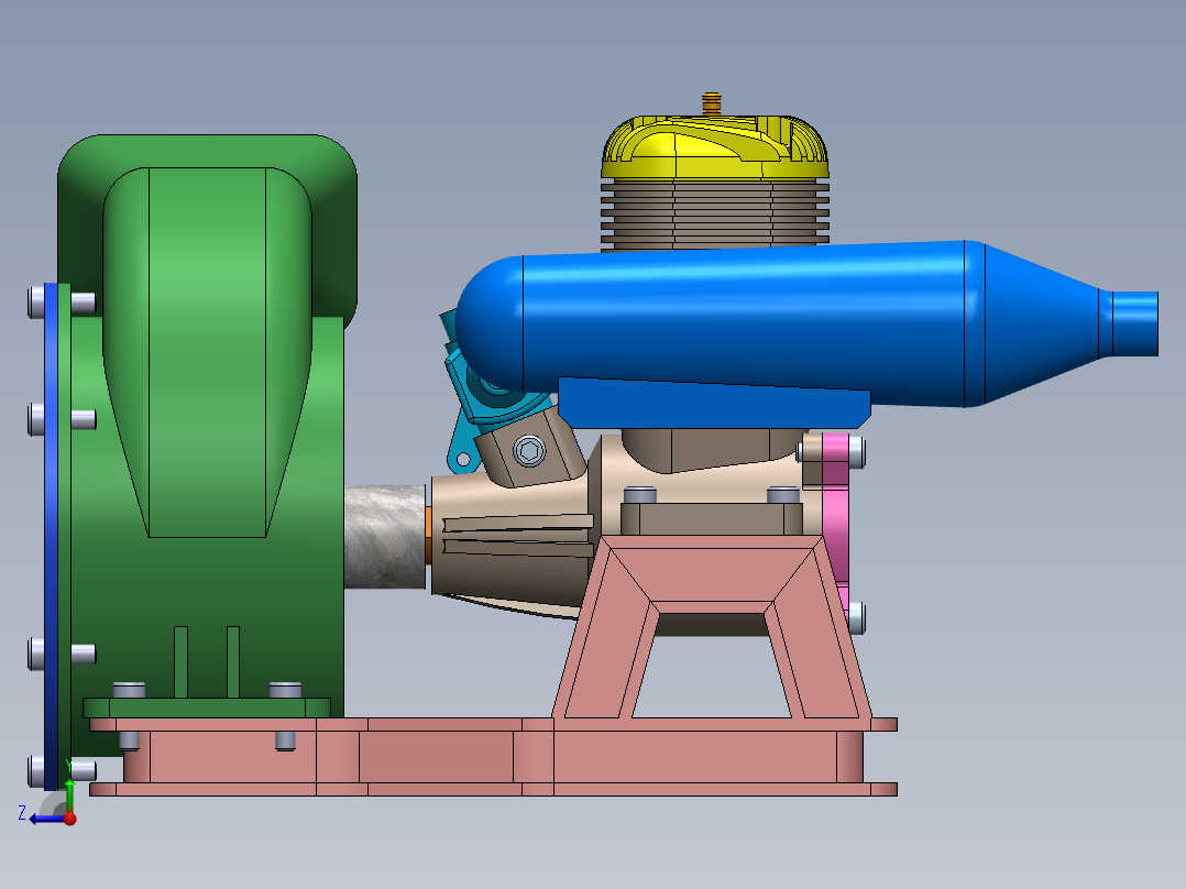 Engine Blower鼓风机3D数模图纸 Solidworks设计右视图