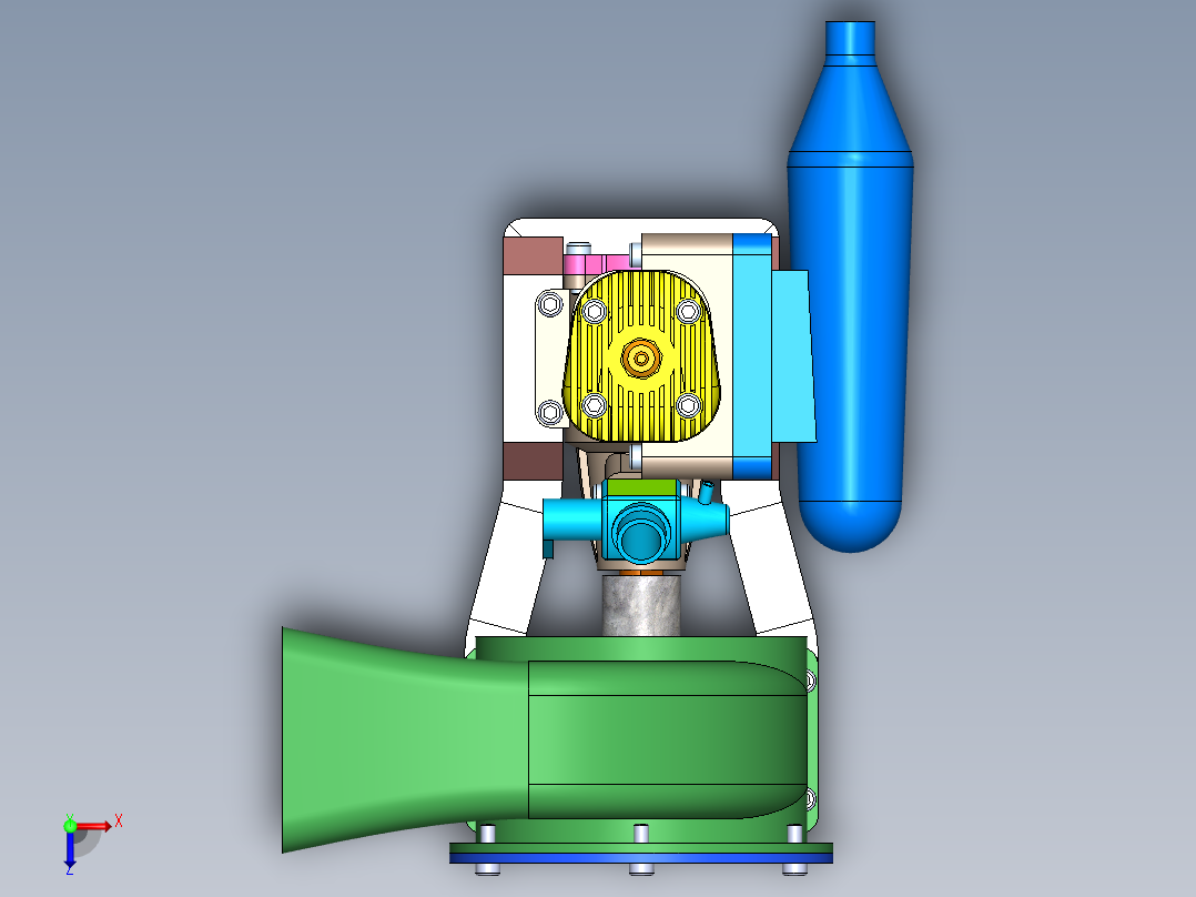 Engine Blower鼓风机3D数模图纸 Solidworks设计俯视图