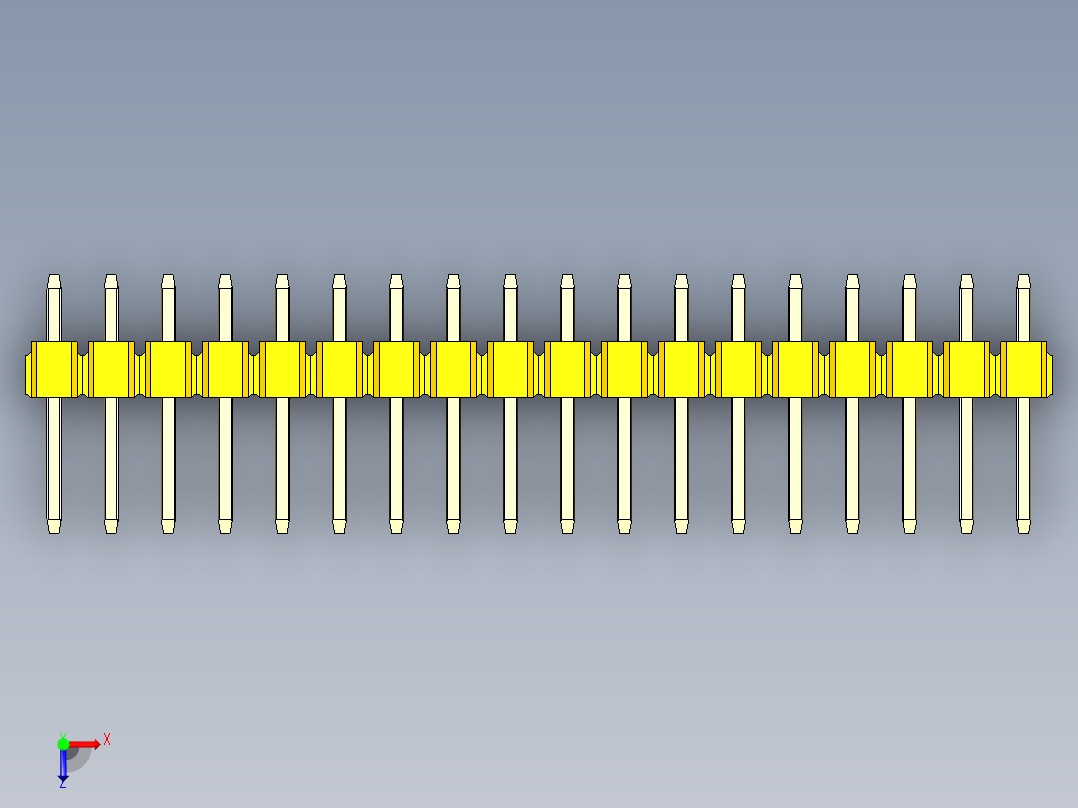 彩色公头100mil（2.54mm）系列-DS1021_yellow_1x18p_100mil_Type1_rev1.0俯视图