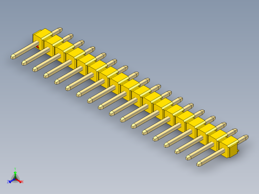 彩色公头100mil（2.54mm）系列-DS1021_yellow_1x18p_100mil_Type1_rev1.0正等轴测缩略图