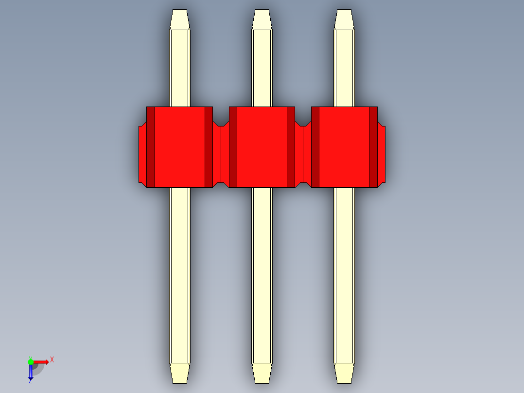 彩色公头100mil（2.54mm）系列-DS1021_red_2x03p_100mil_Type1_rev1.0俯视图