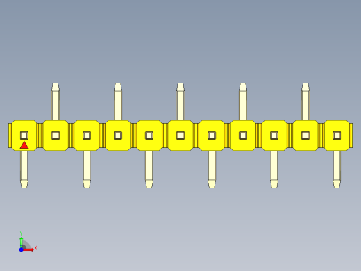 彩色公排针 100mil 2.54mm 系列-DS1022_yellow_11p_100mil_Type_SMT_R2_rev1.0前视缩略图