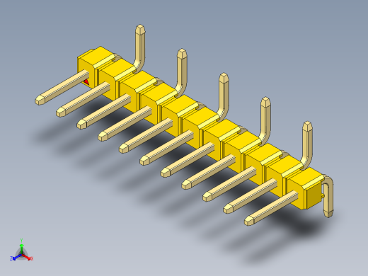 彩色公排针 100mil 2.54mm 系列-DS1022_yellow_11p_100mil_Type_SMT_R2_rev1.0正等轴测缩略图