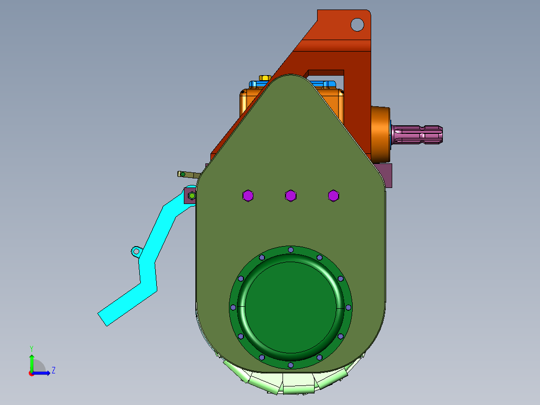 牵引式单轴土地旋耕松土机左视图