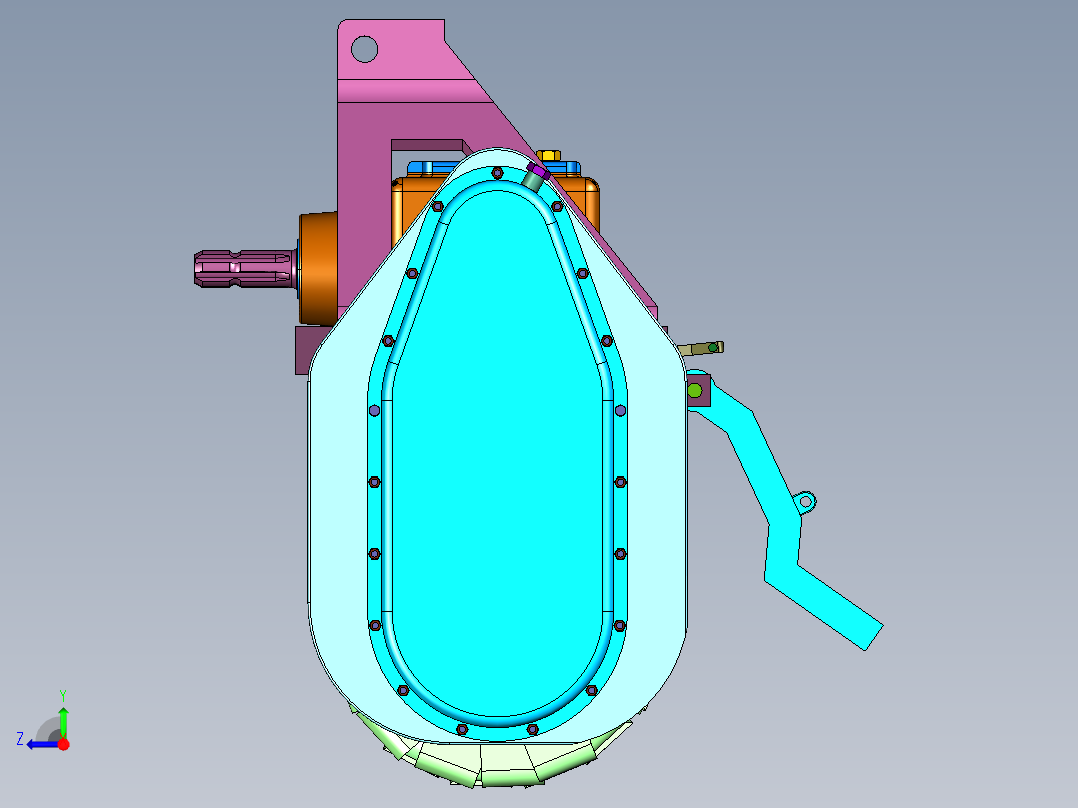 牵引式单轴土地旋耕松土机右视图